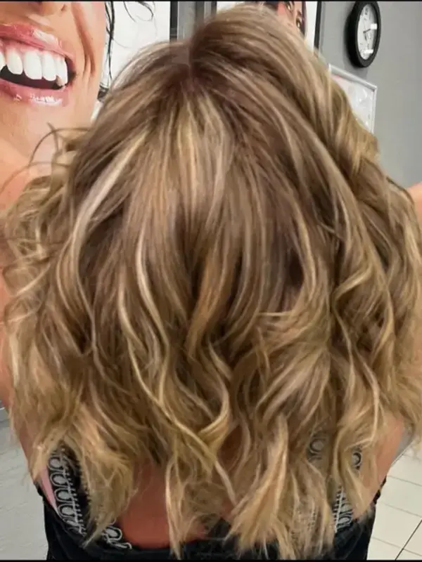 Caramel balayage hair color with beautiful waves